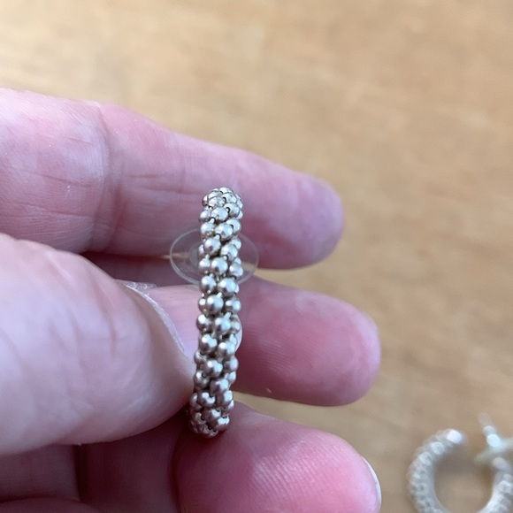 Silver Earrings - 1” beaded loops - Picture 7 of 8